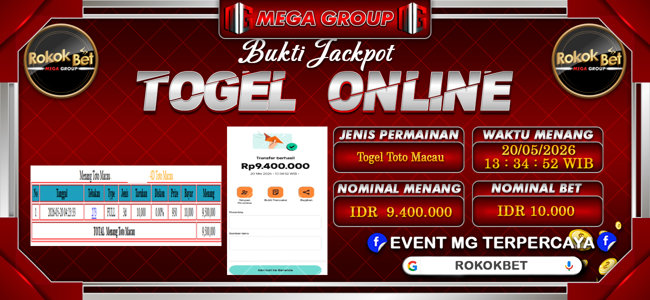 Bukti JP situs Rokokbet hari Rabu, 20 Mei 2026